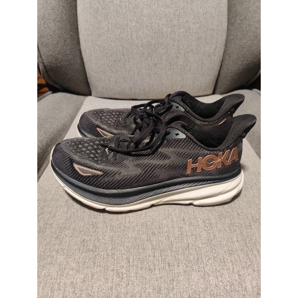 Size 7.5B - Hoka One One HOKA Clifton 9 Black Rose Gold W - Picture 5 of 7